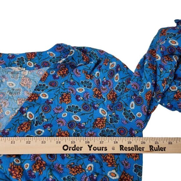 Intimately Free People Bodysuit Small Blue She’s Dainty Blue Floral Blouse Boho - Picture 11 of 12